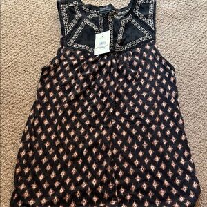 Lucky Brand Black and Brown Geometric Blouse
